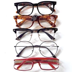 Vintage +2.00 WIDE FIT Lot 5pr Reading Glasses 1990s Y2K Eclectic Eccentric